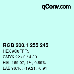 Farbcode: RGB 200.1 255 245 | qconv.com