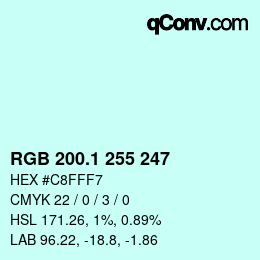 カラーコード: RGB 200.1 255 247 | qconv.com