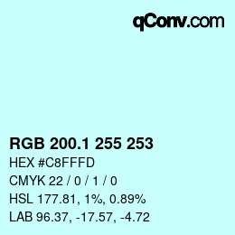 カラーコード: RGB 200.1 255 253 | qconv.com