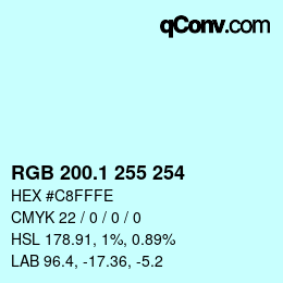 Color code: RGB 200.1 255 254 | qconv.com