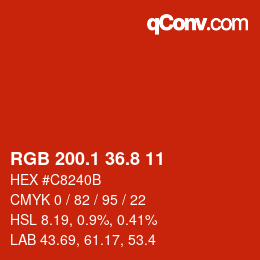 カラーコード: RGB 200.1 36.8 11 | qconv.com