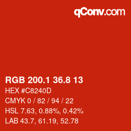 Color code: RGB 200.1 36.8 13 | qconv.com