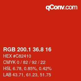 カラーコード: RGB 200.1 36.8 16 | qconv.com