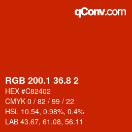 カラーコード: RGB 200.1 36.8 2 | qconv.com