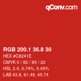 カラーコード: RGB 200.1 36.8 30 | qconv.com