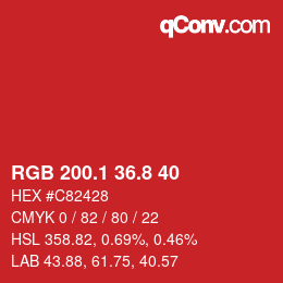 カラーコード: RGB 200.1 36.8 40 | qconv.com
