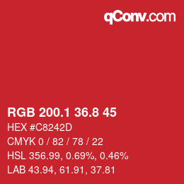 カラーコード: RGB 200.1 36.8 45 | qconv.com