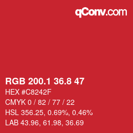 カラーコード: RGB 200.1 36.8 47 | qconv.com