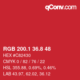 カラーコード: RGB 200.1 36.8 48 | qconv.com
