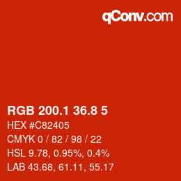 カラーコード: RGB 200.1 36.8 5 | qconv.com