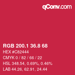 カラーコード: RGB 200.1 36.8 68 | qconv.com