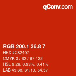 カラーコード: RGB 200.1 36.8 7 | qconv.com