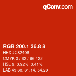 カラーコード: RGB 200.1 36.8 8 | qconv.com