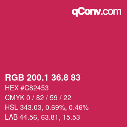 カラーコード: RGB 200.1 36.8 83 | qconv.com