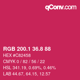 カラーコード: RGB 200.1 36.8 88 | qconv.com