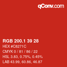 カラーコード: RGB 200.1 39 28 | qconv.com