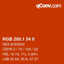 カラーコード: RGB 200.1 54 0 | qconv.com
