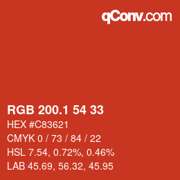 カラーコード: RGB 200.1 54 33 | qconv.com