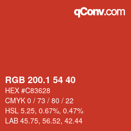 カラーコード: RGB 200.1 54 40 | qconv.com
