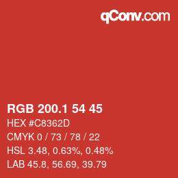 カラーコード: RGB 200.1 54 45 | qconv.com