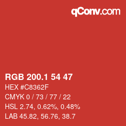 カラーコード: RGB 200.1 54 47 | qconv.com