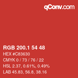 カラーコード: RGB 200.1 54 48 | qconv.com