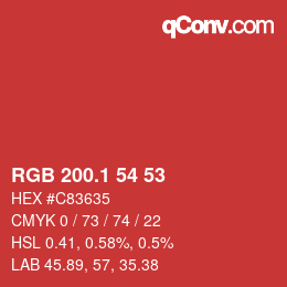 カラーコード: RGB 200.1 54 53 | qconv.com