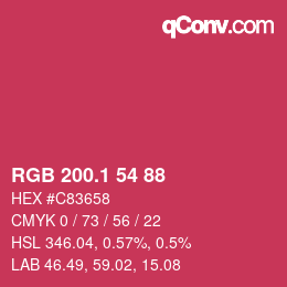 カラーコード: RGB 200.1 54 88 | qconv.com