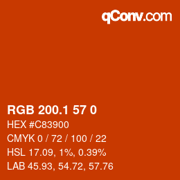 カラーコード: RGB 200.1 57 0 | qconv.com