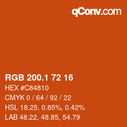 カラーコード: RGB 200.1 72 16 | qconv.com