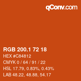 カラーコード: RGB 200.1 72 18 | qconv.com