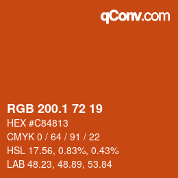 カラーコード: RGB 200.1 72 19 | qconv.com