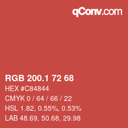カラーコード: RGB 200.1 72 68 | qconv.com
