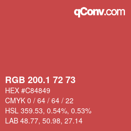 カラーコード: RGB 200.1 72 73 | qconv.com