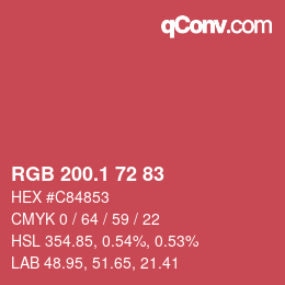 カラーコード: RGB 200.1 72 83 | qconv.com