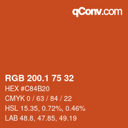 カラーコード: RGB 200.1 75 32 | qconv.com