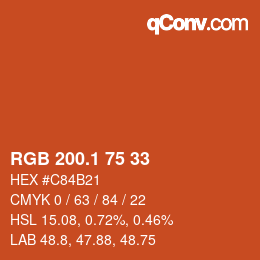 カラーコード: RGB 200.1 75 33 | qconv.com
