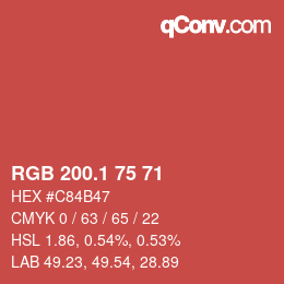 カラーコード: RGB 200.1 75 71 | qconv.com