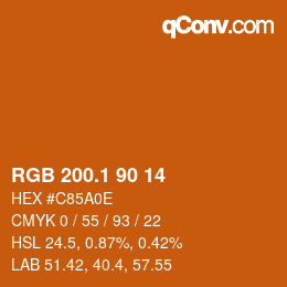 カラーコード: RGB 200.1 90 14 | qconv.com