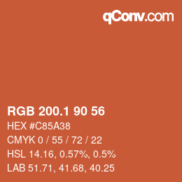 カラーコード: RGB 200.1 90 56 | qconv.com