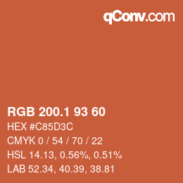 カラーコード: RGB 200.1 93 60 | qconv.com