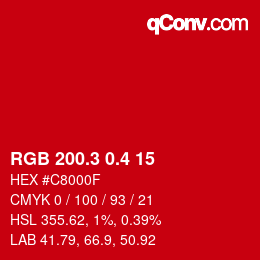 カラーコード: RGB 200.3 0.4 15 | qconv.com