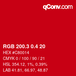 カラーコード: RGB 200.3 0.4 20 | qconv.com