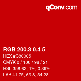 カラーコード: RGB 200.3 0.4 5 | qconv.com