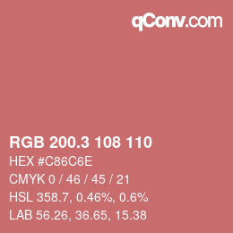 カラーコード: RGB 200.3 108 110 | qconv.com