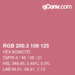 カラーコード: RGB 200.3 108 125 | qconv.com