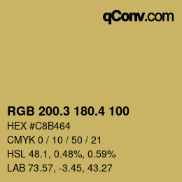 カラーコード: RGB 200.3 180.4 100 | qconv.com