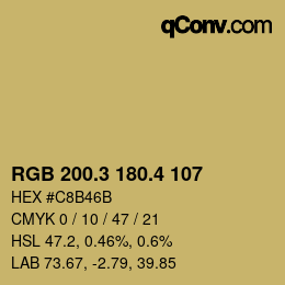 カラーコード: RGB 200.3 180.4 107 | qconv.com