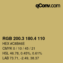 カラーコード: RGB 200.3 180.4 110 | qconv.com