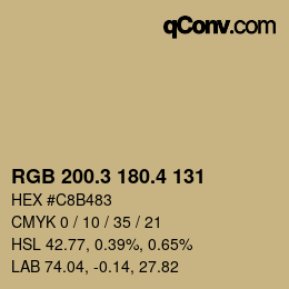 カラーコード: RGB 200.3 180.4 131 | qconv.com